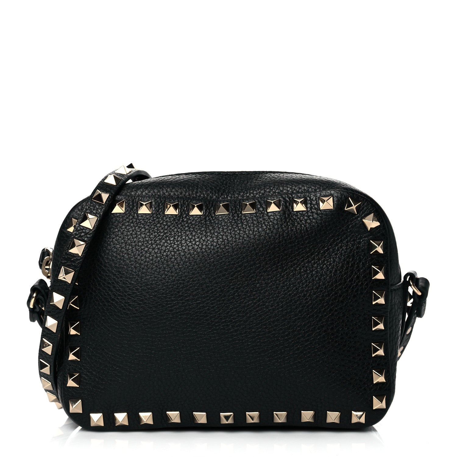 Valentino Garavani Pebbled Calfskin Rockstud Camera Crossbody Bag Black 1 of 10