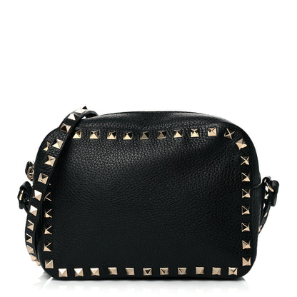 Valentino Garavani Pebbled Calfskin Rockstud Camera Crossbody Bag Black 1 of 10