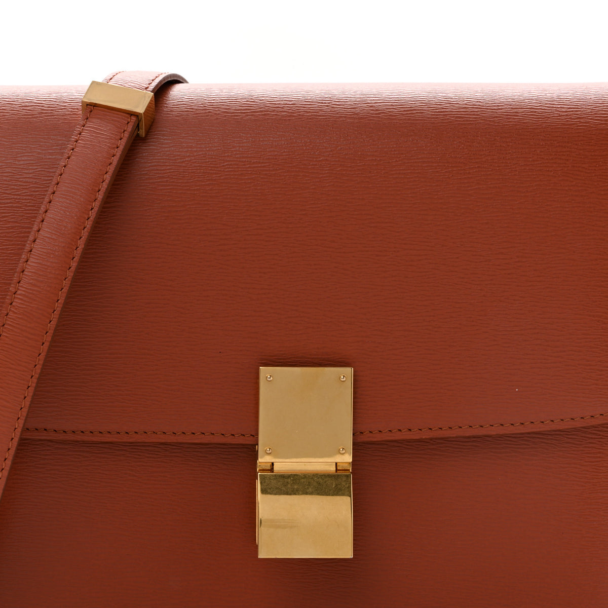 Celine Liege Calfskin Medium Classic Box Flap Bag Terracotta 15 of 33