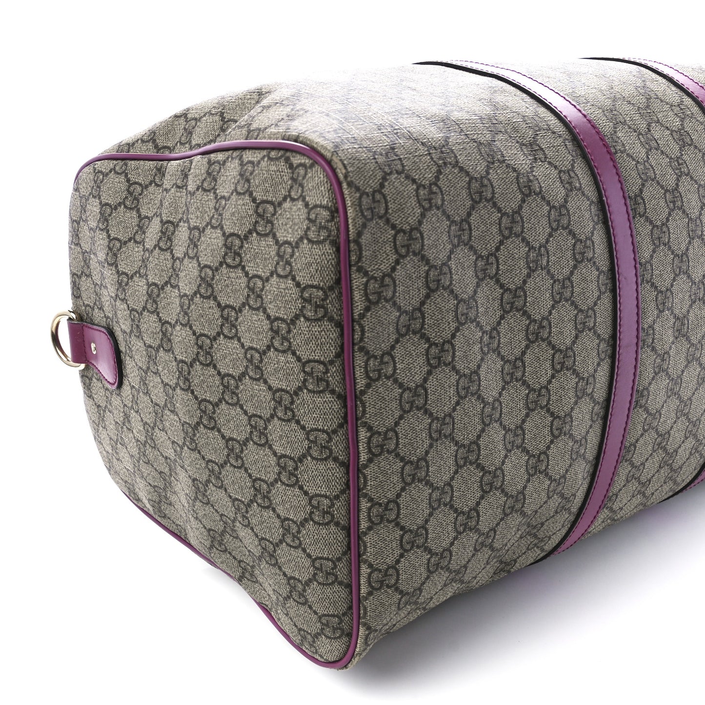 GG Supreme Monogram Selleria Calfskin Medium Carry On Duffle Bag Beige Ebony Peonia Flower