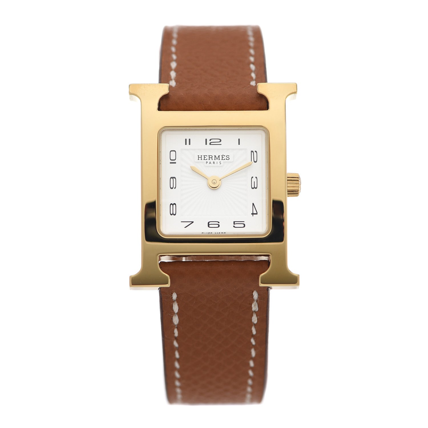 Hermes Stainless Steel Epsom 21mm Heure H Hour Quartz Watch Gold 1 of 5