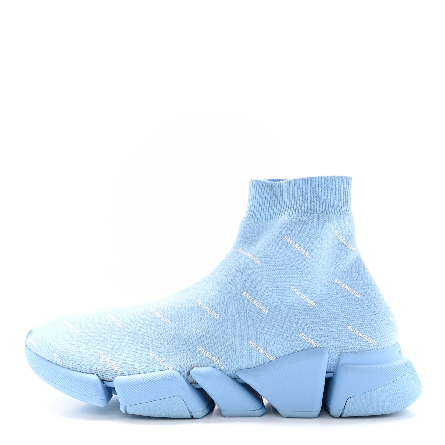 Balenciaga Technical 3D Recycled Knit Allover Logo Mens Speed 2.0 Sneakers 44 Soft Blue White 1 of 15