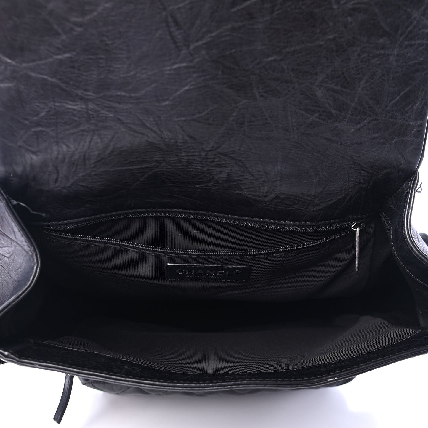 Aged Calfskin Quilted Large Casual Rock Backpack Black