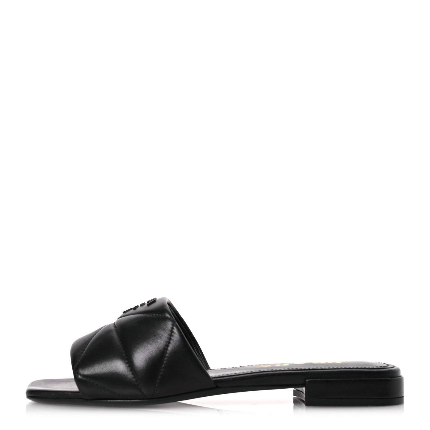 Nappa Logo Quilted 10mm Slide Sandals 36.5 Black
