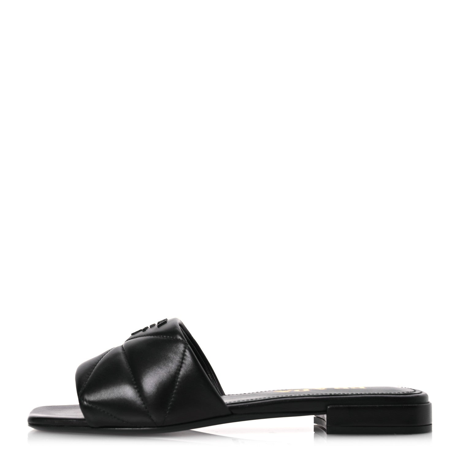 Prada Nappa Logo Quilted 10mm Slide Sandals 36.5 Black 1 of 10
