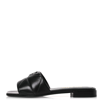 Prada Nappa Logo Quilted 10mm Slide Sandals 36.5 Black 1 of 10
