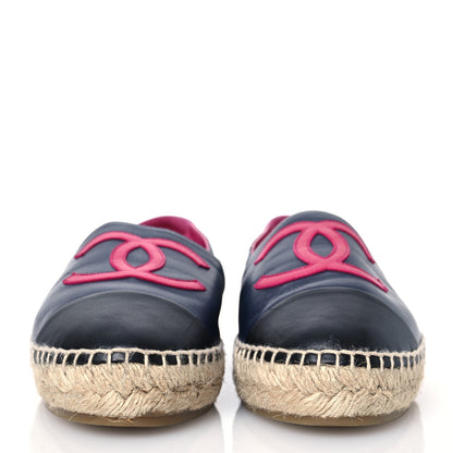 Chanel Lambskin CC Espadrilles 38 Navy Fuchsia Black 2 of 14