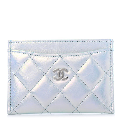 Chanel Iridescent Calfskin Quilted Card Holder Light Blue 1 of 7