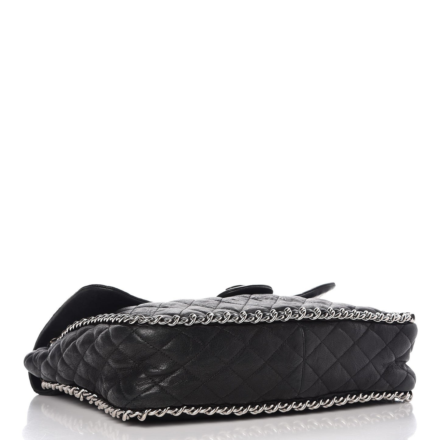 Washed Lambskin Quilted Maxi Chain Around Flap Black