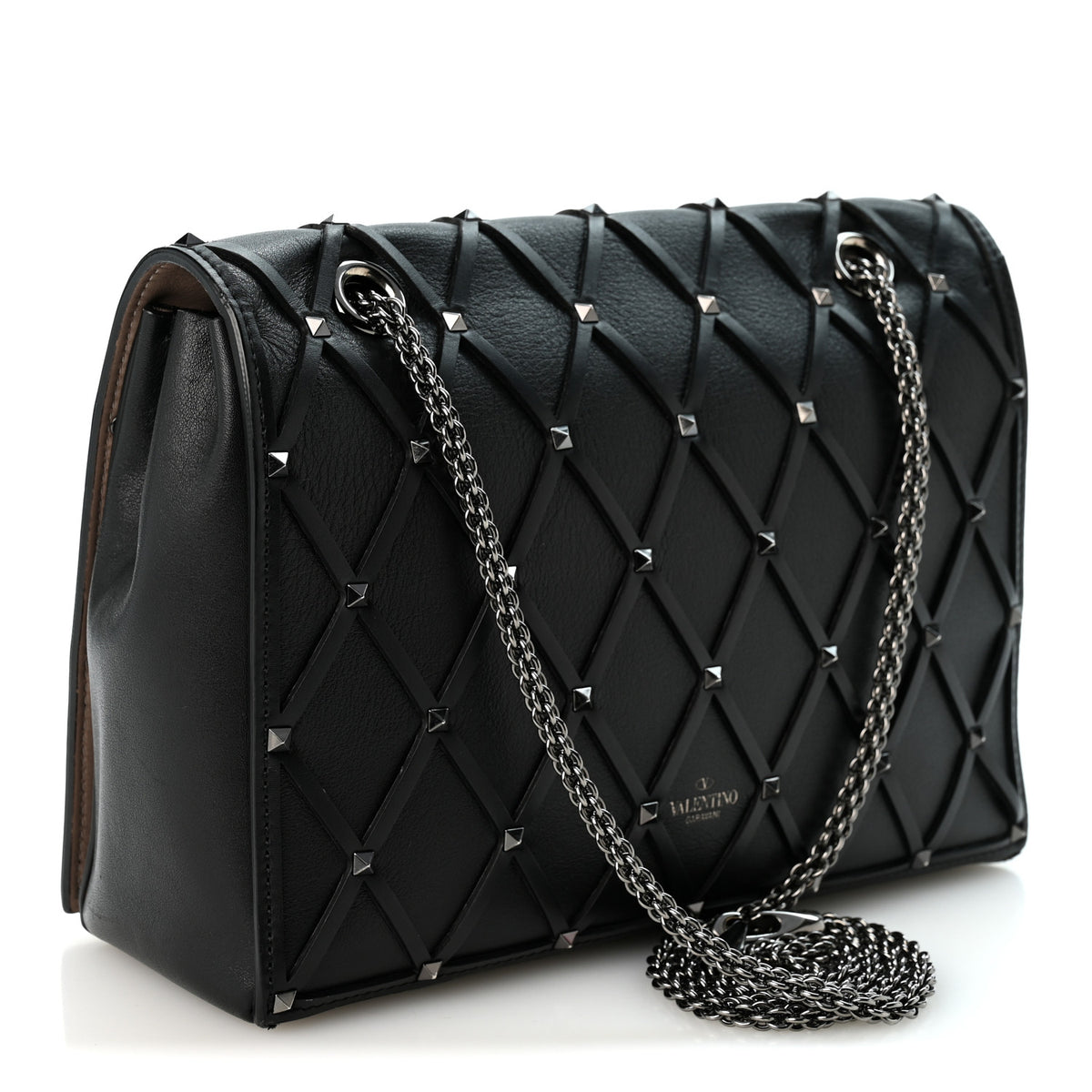 Valentino Garavani Smooth Calfskin Quilted Beehive Shoulder Bag Black 2 of 8