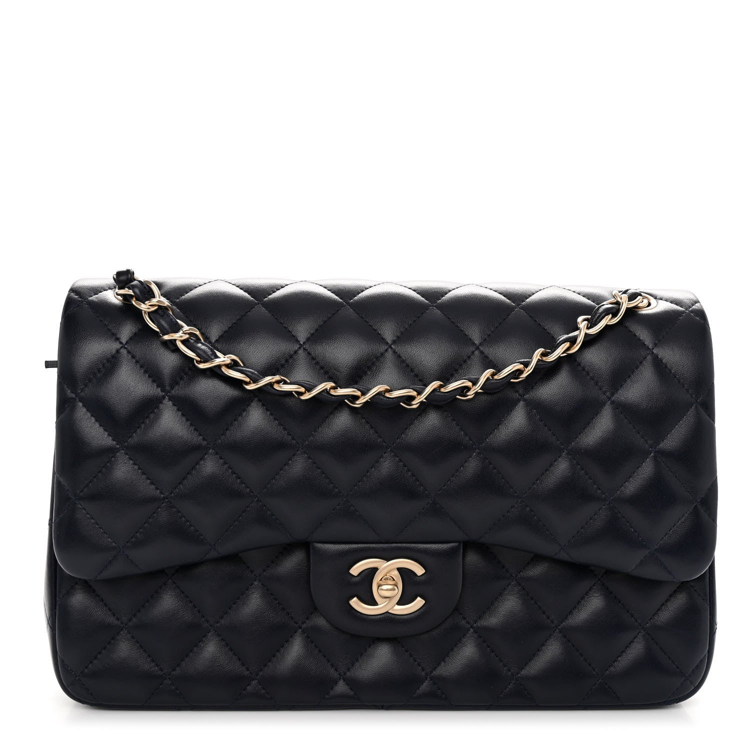 Chanel Lambskin Quilted Jumbo Double Flap Navy Blue 1 of 10