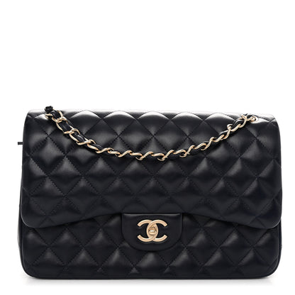 Chanel Lambskin Quilted Jumbo Double Flap Navy Blue 1 of 10