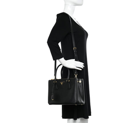 Prada Saffiano Small Galleria Double Zip Tote Black 3 of 10