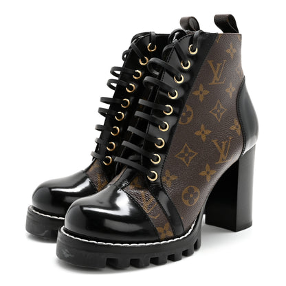 Louis Vuitton Patent Calfskin Monogram Star Trail Ankle Boots 38.5 Black 3 of 11
