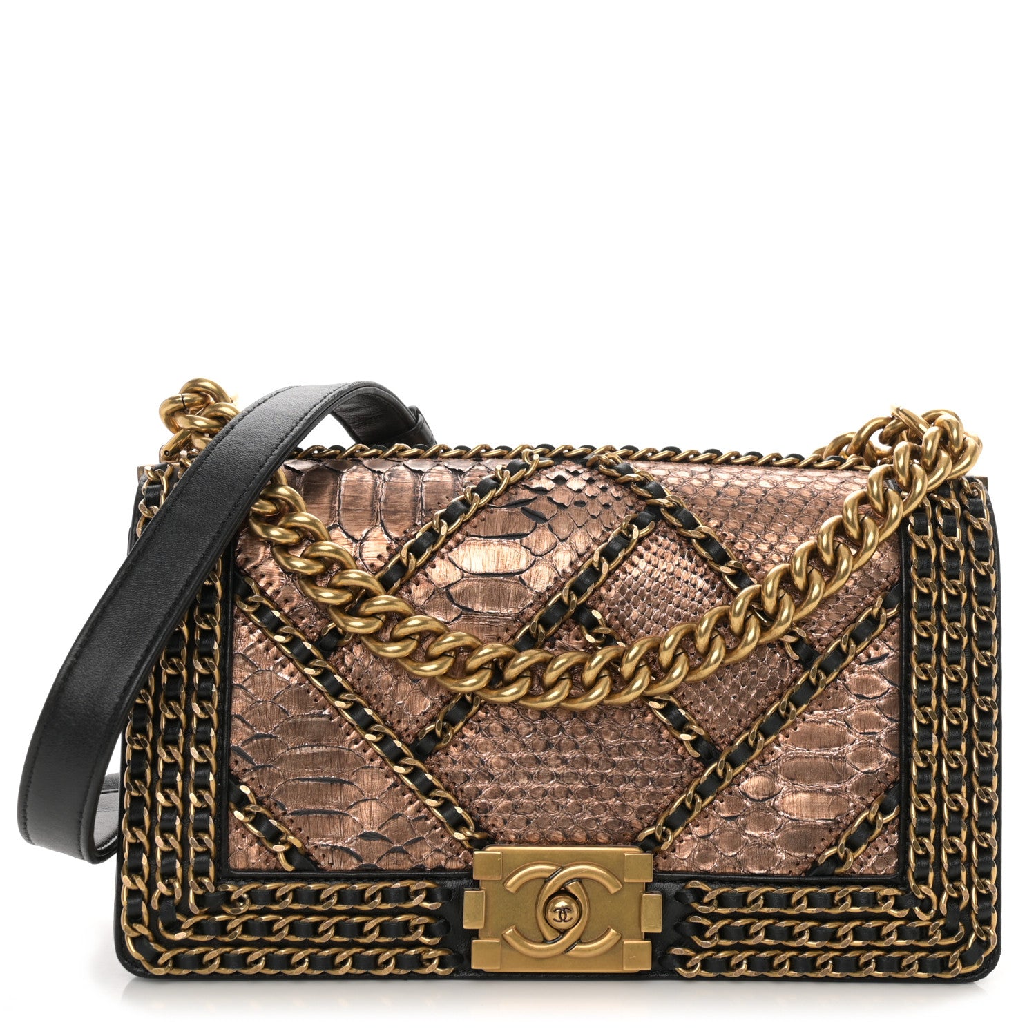 Chanel Snakeskin Medium Chain Around Boy Flap Copper 1 of 11