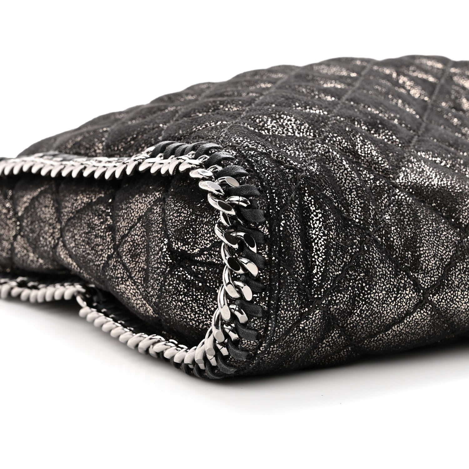 Stella McCartney Metallic Shaggy Deer Quilted Small Falabella Tote Black 9 of 11