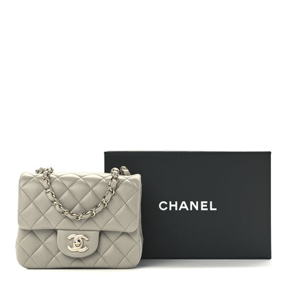 Chanel Lambskin Quilted Mini Square Flap Light Grey 13 of 13