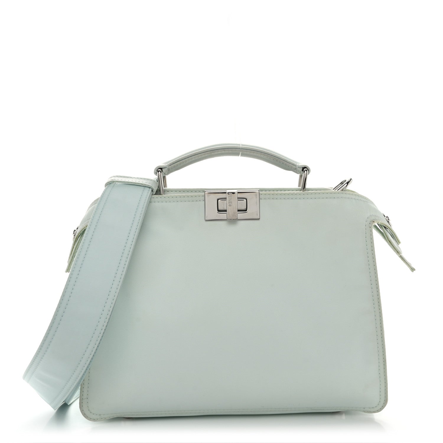 Fendi Nylon Vitello Cover Logo Embossed Mini Peekaboo I SEE U Satchel Baleari Black 1 of 13