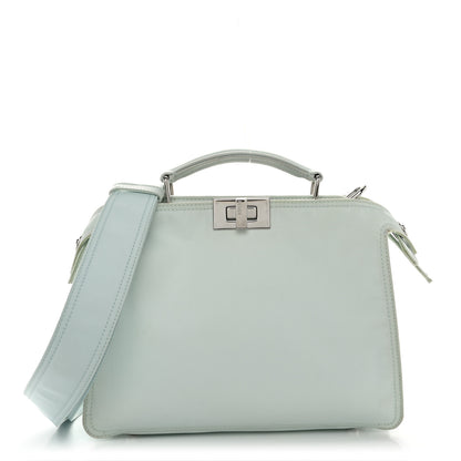 Fendi Nylon Vitello Cover Logo Embossed Mini Peekaboo I SEE U Satchel Baleari Black 1 of 13