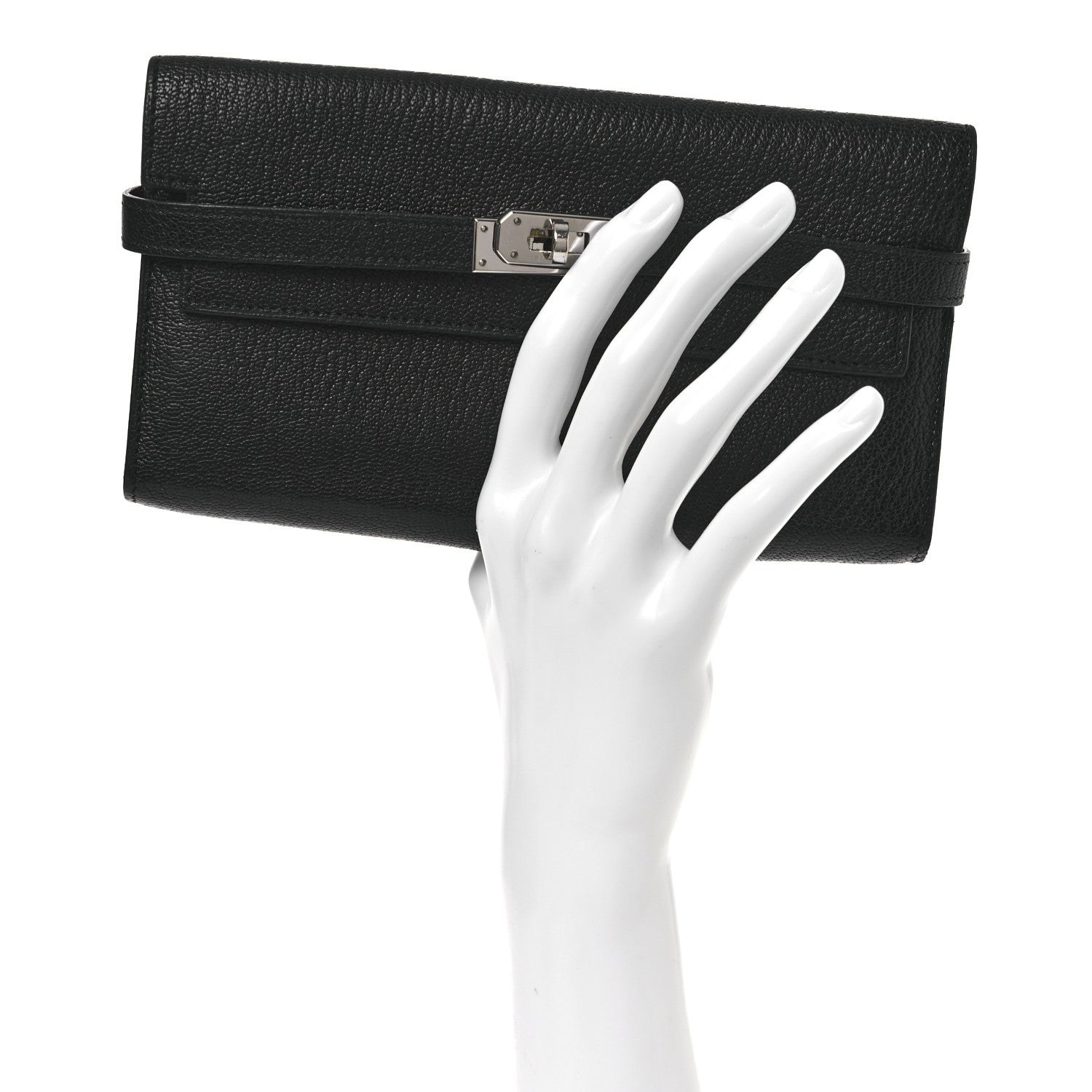 Hermes Chevre Mysore Kelly Longue Wallet Black 2 of 12