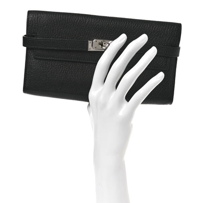 Hermes Chevre Mysore Kelly Longue Wallet Black 2 of 12