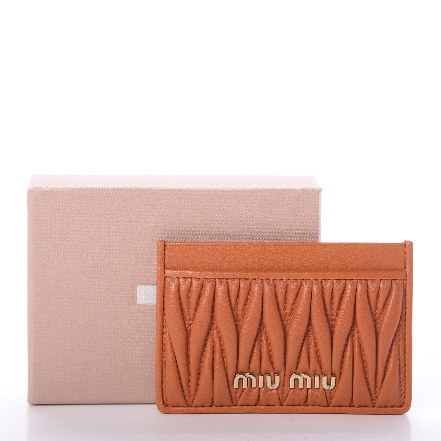 Miu Miu Nappa Matelasse Card Case Papaya 6 of 6