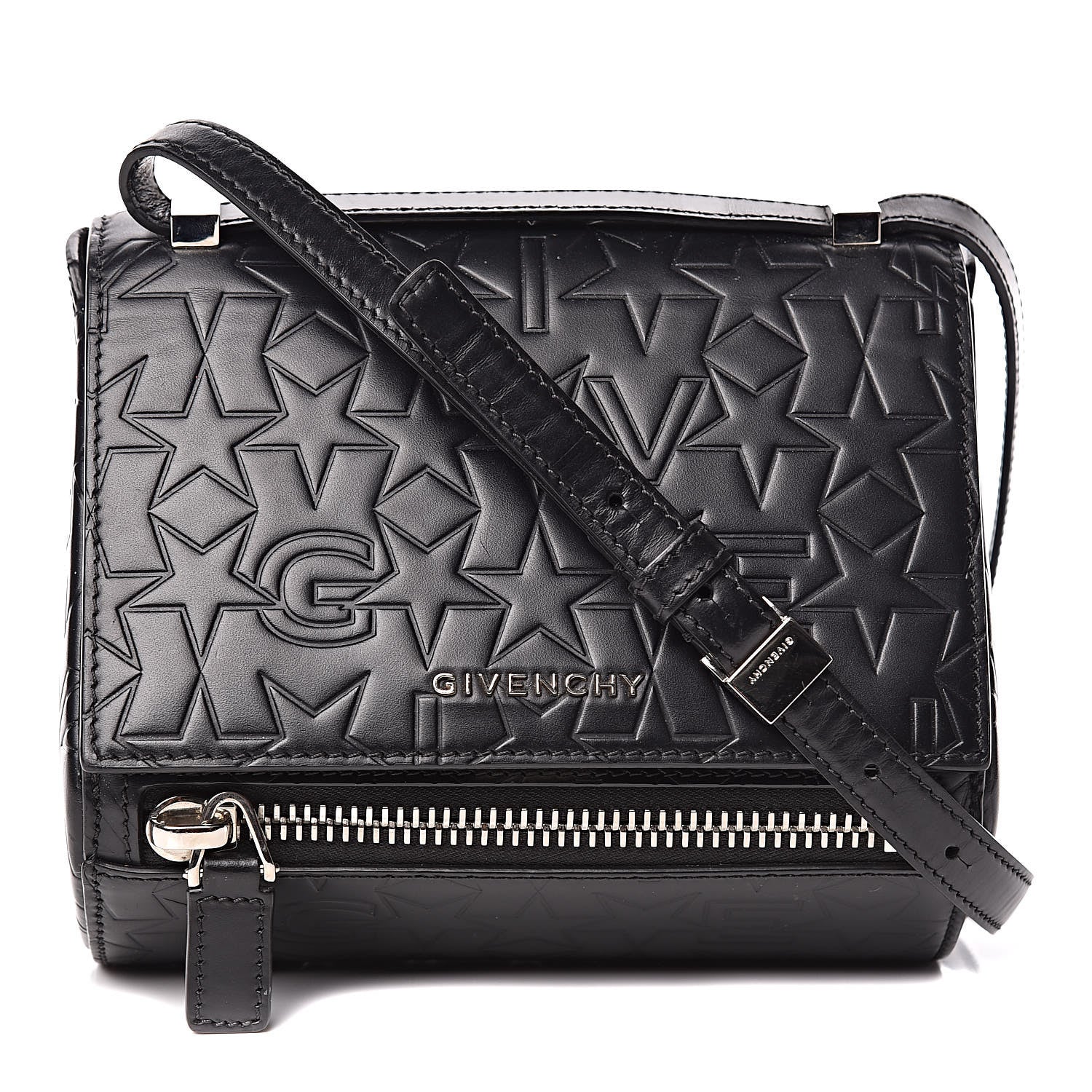 Givenchy Calfskin Star Embossed Mini Pandora Box Crossbody Bag Black 1 of 9