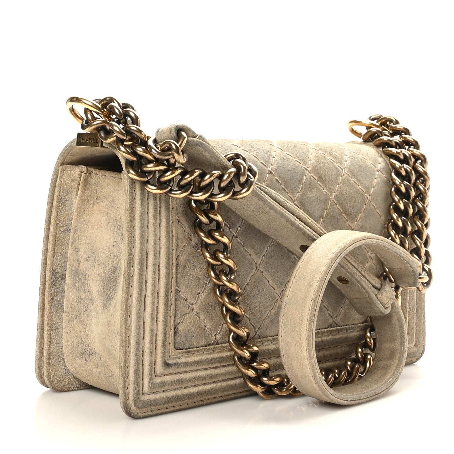 Chanel Iridescent Calfskin Quilted Medium Boy Flap Beige 3 of 9