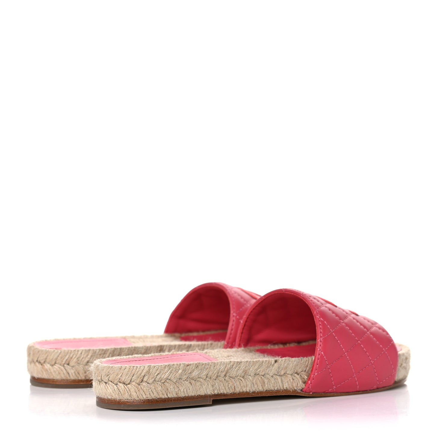 Lambskin Quilted CC Espadrille Slip On Sandals 36 Pink