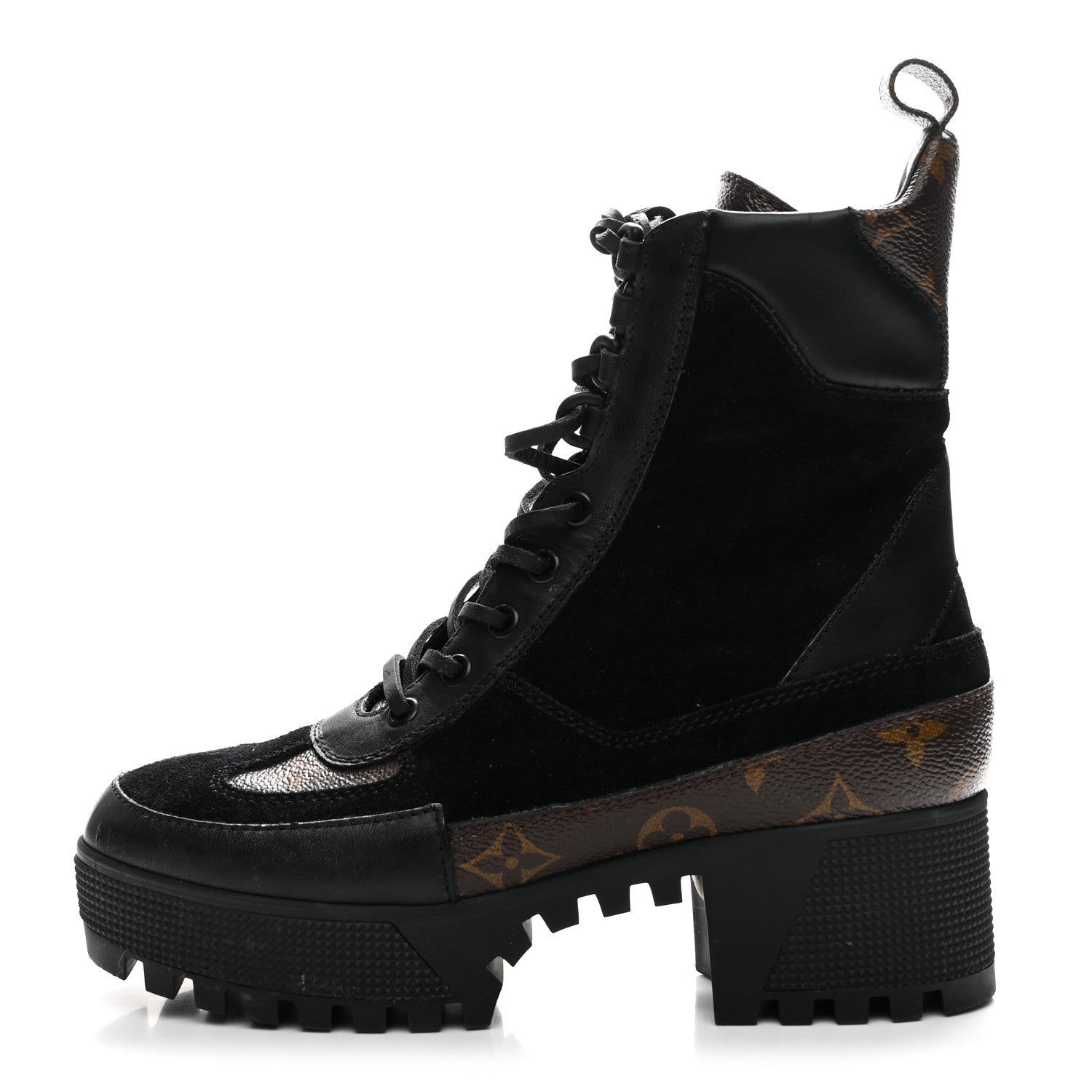 Louis Vuitton Suede Calfskin Monogram Laureate Platform Desert Boots 36 Black 1 of 9