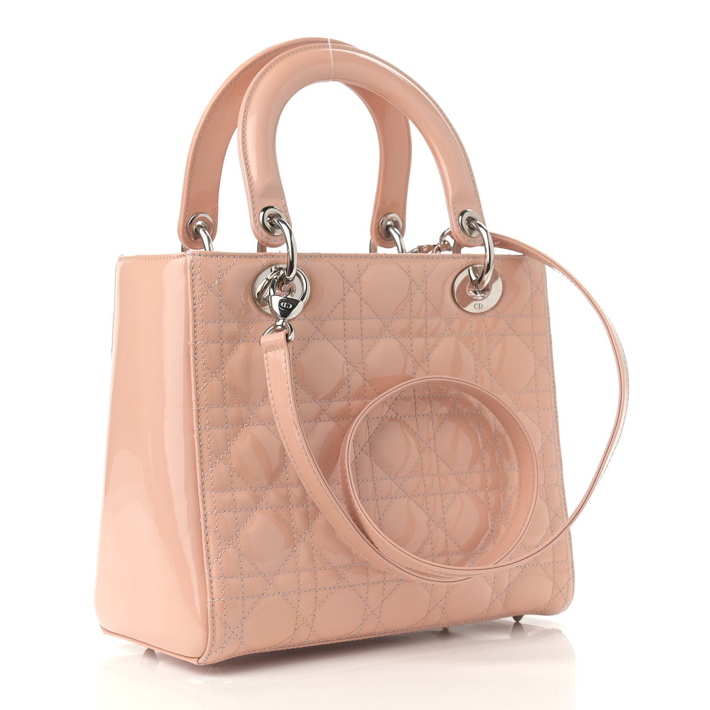Patent Cannage Medium Lady Dior Pale Pink