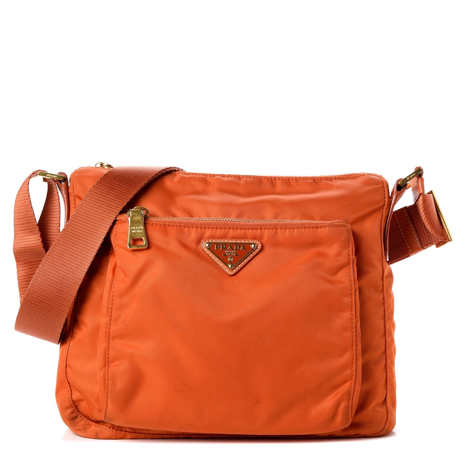 Prada Nylon Vela Flat Messenger Bag Papaya 1 of 13