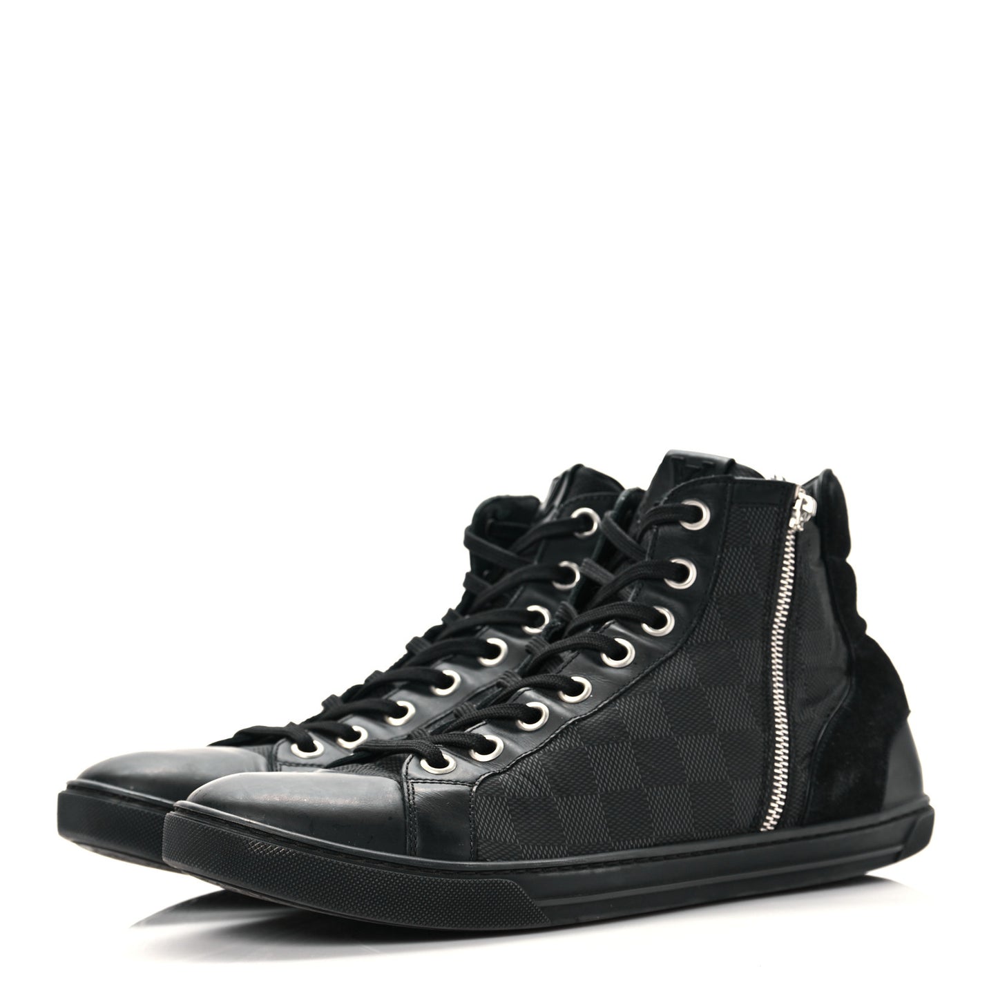 Damier Graphite Calfskin Suede Mens Aventure High Top Sneakers 9