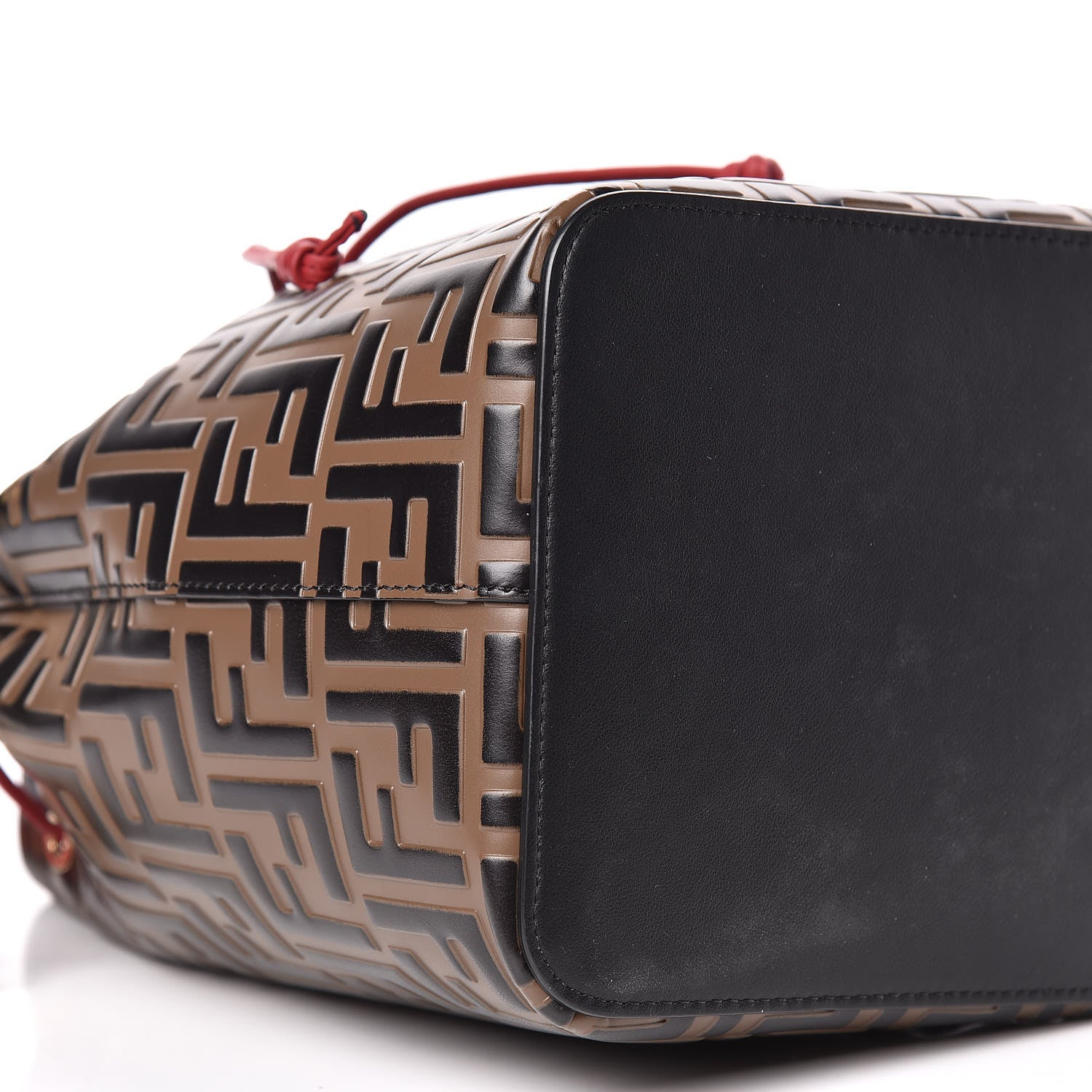 Fendi Vitello Grace F is Fendi Bi-Color FF 1974 Embossed Grande Mon Tresor Bucket Bag Maya Black Fragola 10 of 12