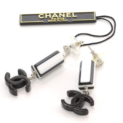 Chanel Resin CC Dangle Earrings Black White 1 of 3