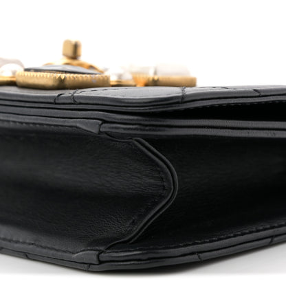 Chanel Calfskin Quilted Crystal Pearl Mini Flap Bag Black 10 of 11