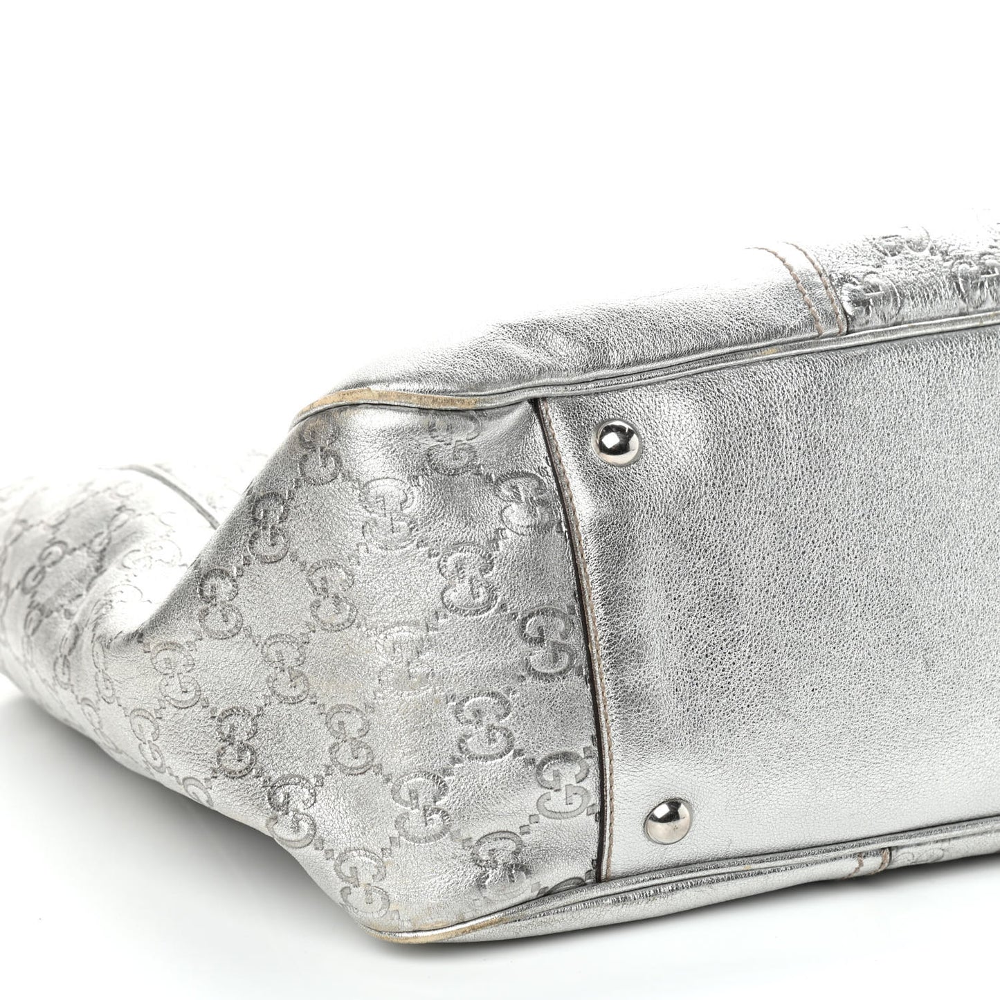Metallic Guccissima Large Princy Tote Silver