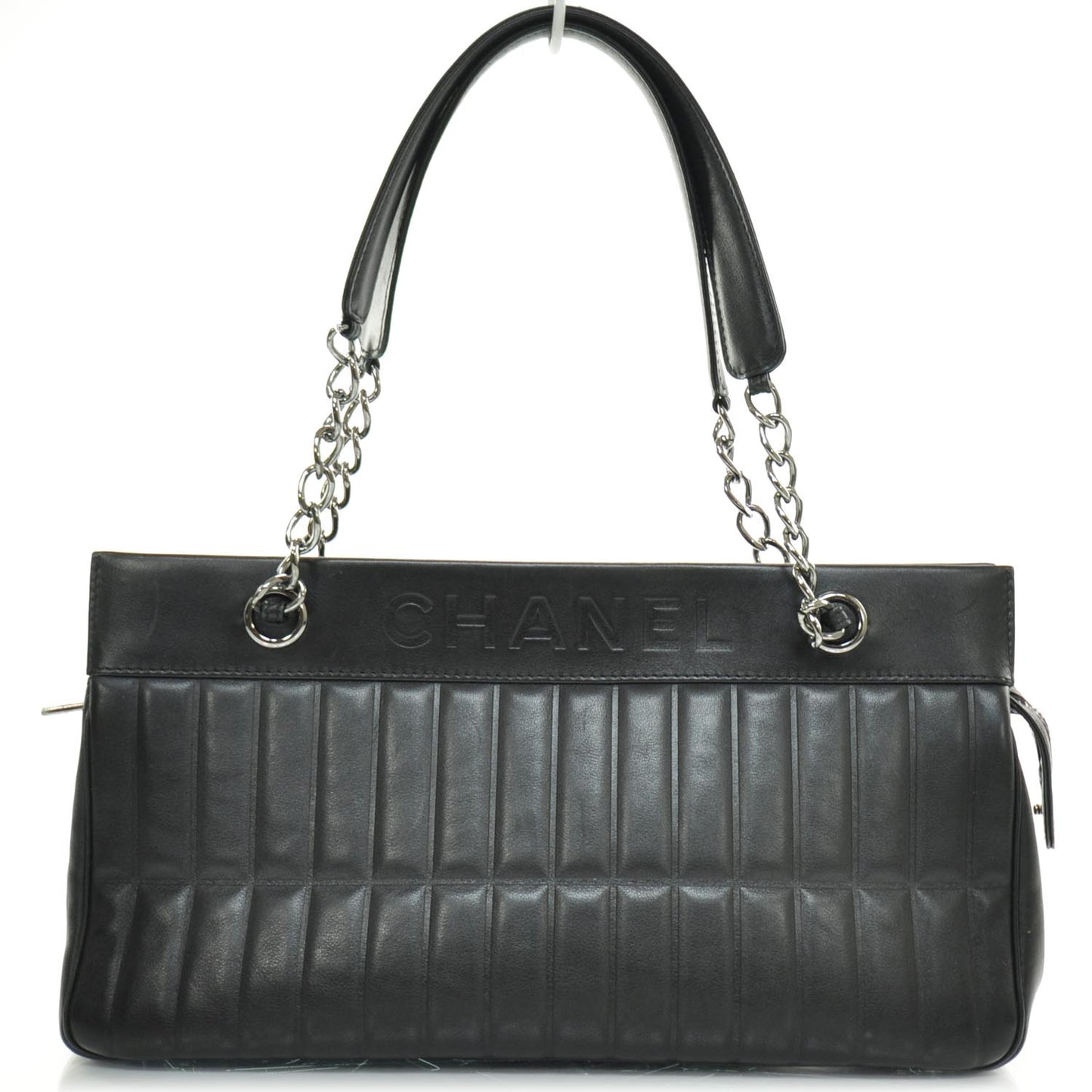 Vertical Quilted Leather Lax East West Shoulder Bag Black