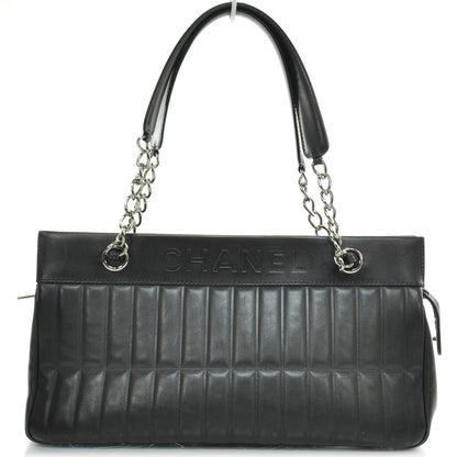 Chanel Vertical Quilted Leather Lax East West Shoulder Bag Black 1 of 10