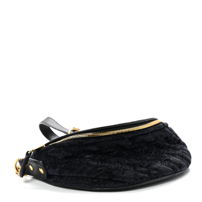 Balenciaga Crushed Velvet Logo Embossed XXS Souvenir Belt Bag Black 4 of 10