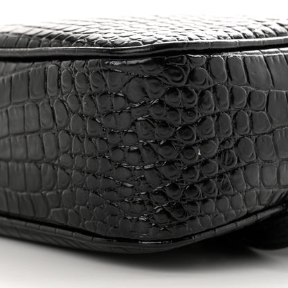 Saint Laurent Patent Calfskin Crocodile Embossed Monogram Lou Camera Bag Black 10 of 16