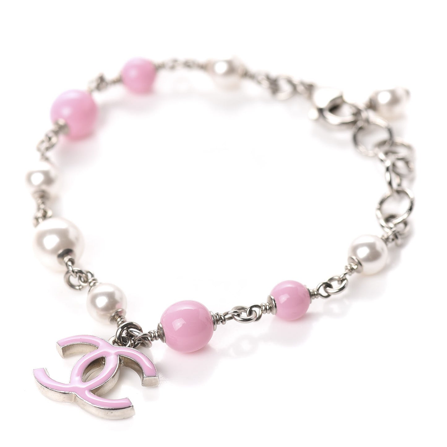 Pearl Enamel CC Bracelet Pink