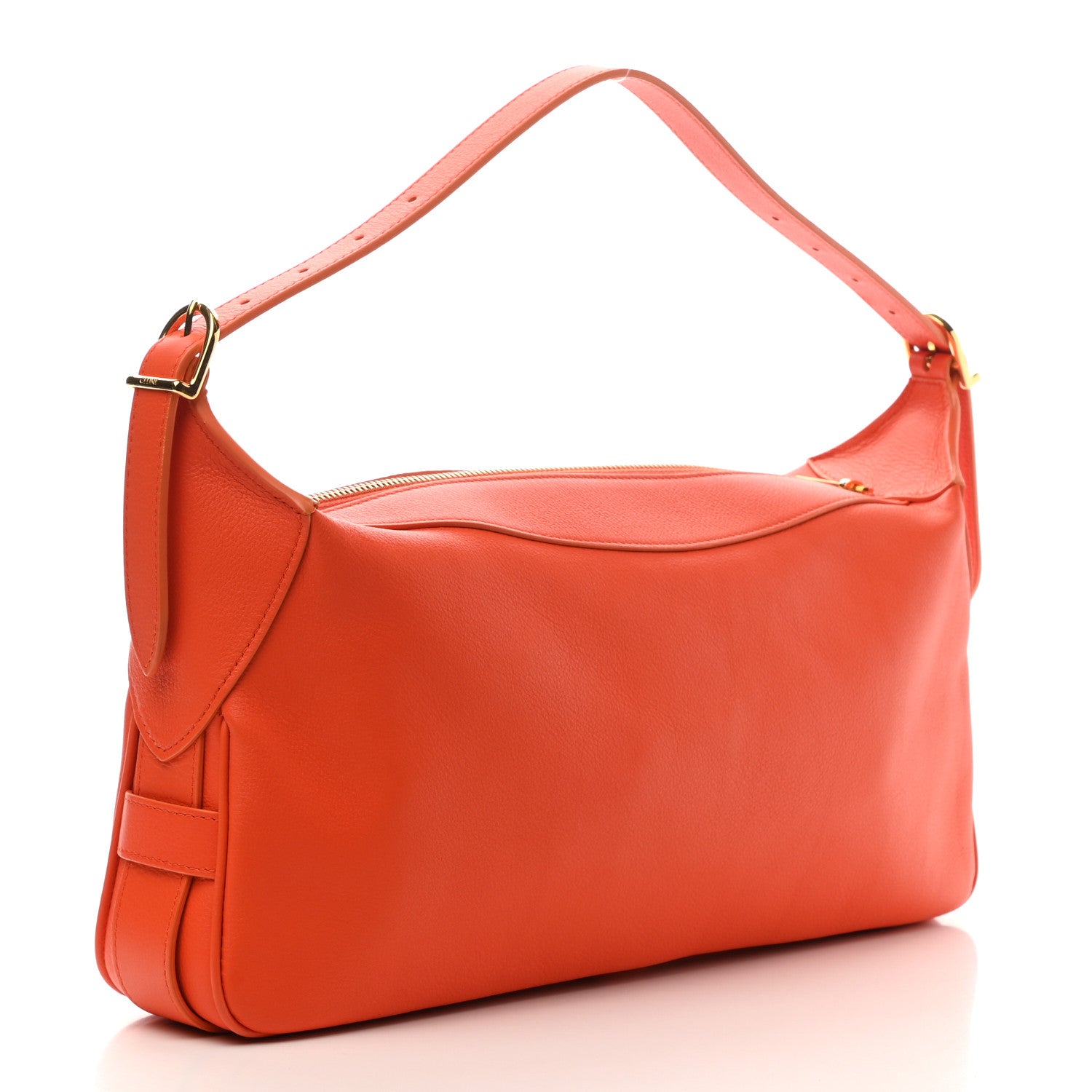 Celine Supple Calfskin Medium Romy Shoulder Bag Pop Orange 3 of 12