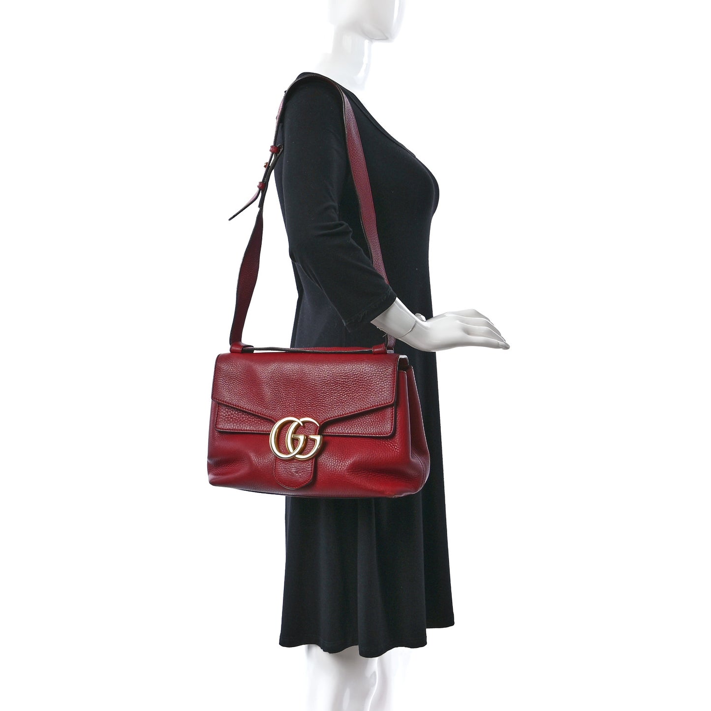Cellarius Calfskin GG Marmont Shoulder Bag Vulcanic Red