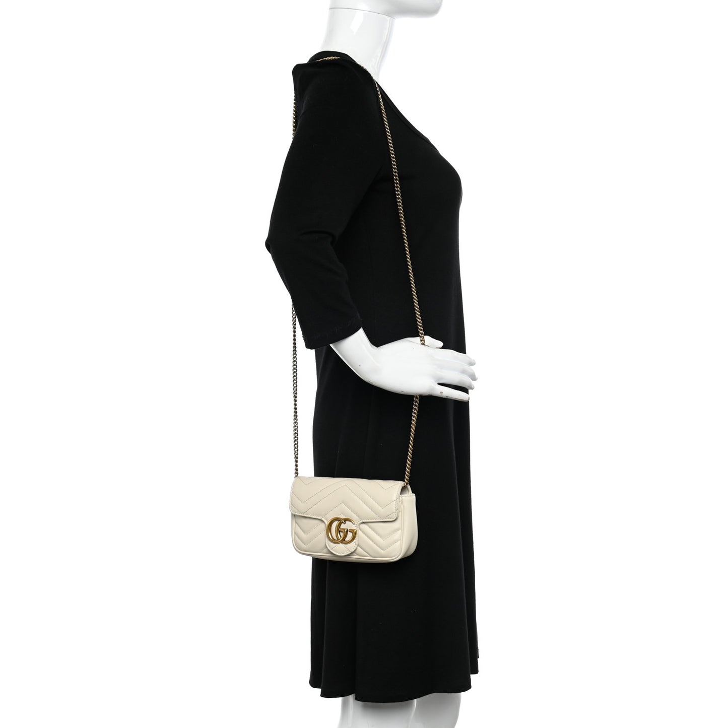 Calfskin Matelasse Super Mini GG Marmont Shoulder Bag White