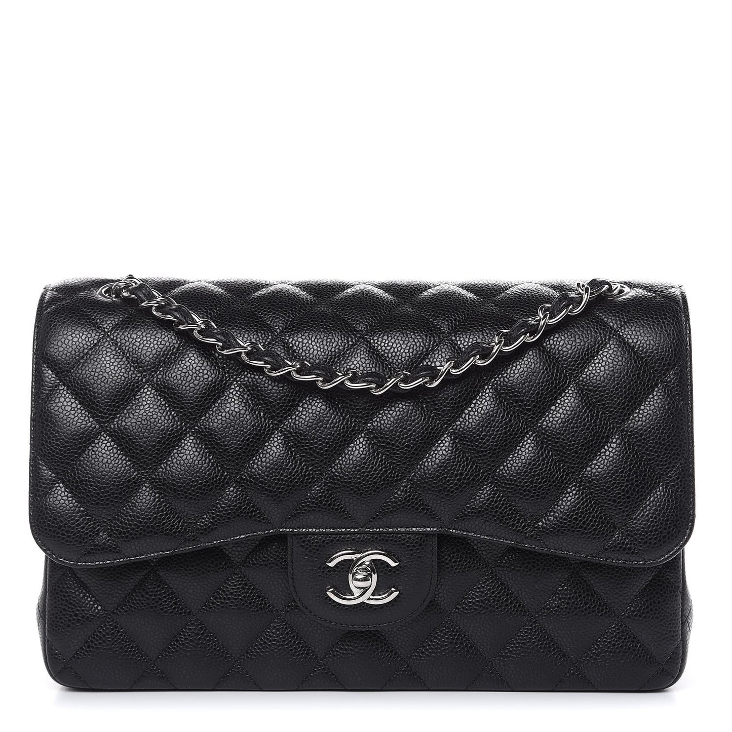 Caviar Quilted Jumbo Double Flap Black