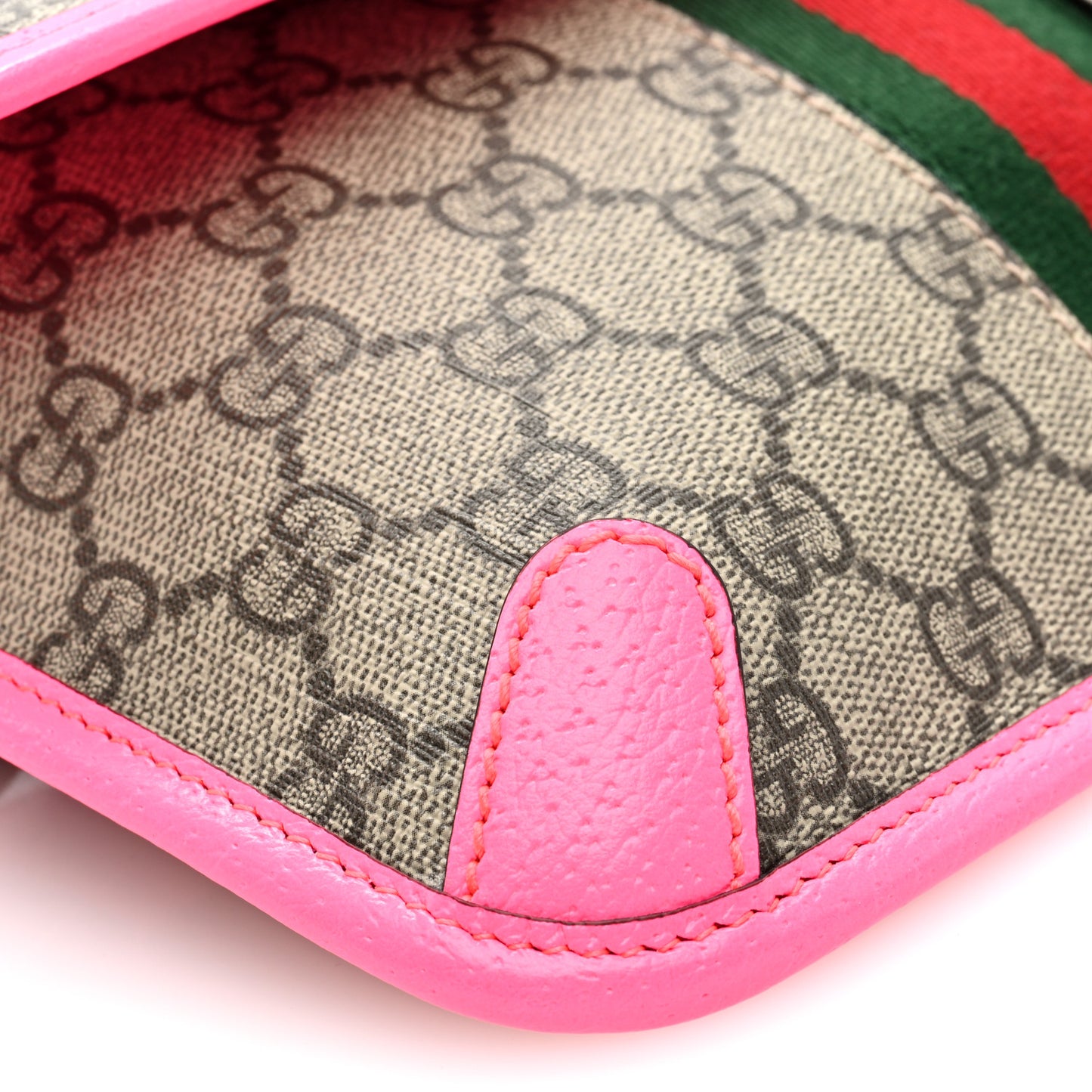 GG Supreme Monogram Web Small Ophidia Belt Bag 100/40 Beige Ebony Fluorescent Fuchsia