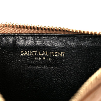 Saint Laurent Monogram Grain de Poudre 5 Fragments Zip Pouch Card Holder Dark Natural 6 of 8