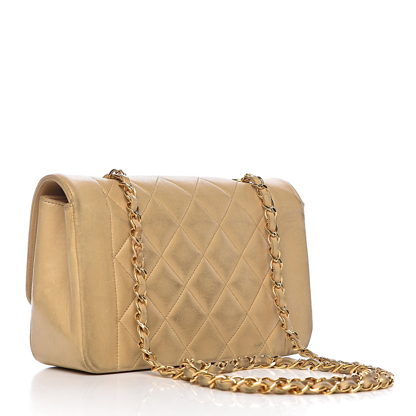 Lambskin Quilted Small Flap Beige