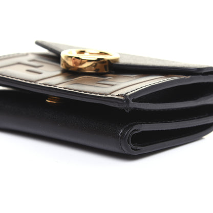 Fendi Vitello Liberty F is Fendi Bi-Color FF 1974 Embossed Micro Tri-Fold Envelope Wallet Maya Black 7 of 13